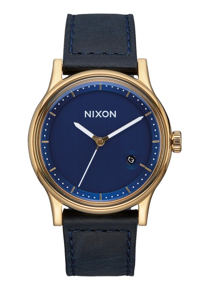 NIXON Nixon Station Leather Watch Gold/Navy