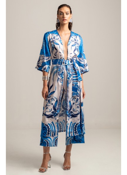 PEACE AND CHAOS DAMASK SILKY KIMONO