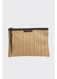 Elena Athanasiou Natural Straw Clutch Beige