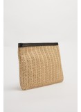Elena Athanasiou Natural Straw Clutch Beige