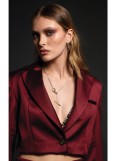 PEACE AND CHAOS SLEEK CROP BLAZER BORDEAUX - Silky