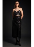 PEACE AND CHAOS LIQUID SLIT SKIRT - Patent croco effect