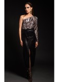 PEACE AND CHAOS LIQUID SLIT SKIRT - Patent croco effect
