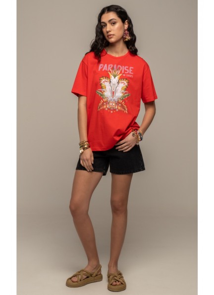 PEACE AND CHAOS  RED EDEN T-SHIRT - Cotton