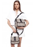 Elena Athanasiou Messenger Combo Shoulder Bag L Animal Straw