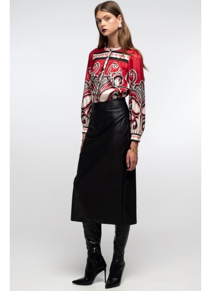 PEACE AND CHAOS LIQUORICE MIDI SKIRT - Eco Leather