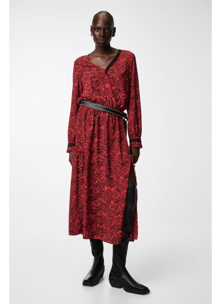 C9 Red Long Printed Dress ELOQUENCE