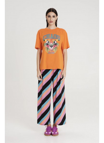 PEACE AND CHAOS  AVIAN T-SHIRT ORANGE - Cotton