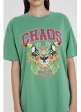 PEACE AND CHAOS  AVIAN T-SHIRT GREEN - Cotton