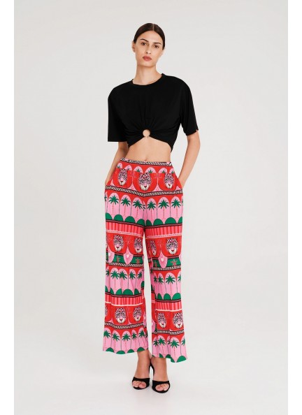PEACE AND CHAOS ENIGMA CROP TOP BLACK - Tencel