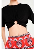 PEACE AND CHAOS ENIGMA CROP TOP BLACK - Tencel