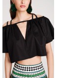PEACE AND CHAOS HIBISCUS CROP TOP - Cotton
