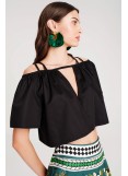 PEACE AND CHAOS HIBISCUS CROP TOP - Cotton