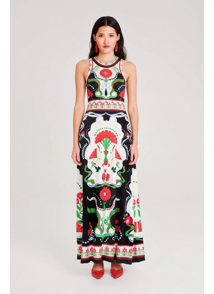 PEACE AND CHAOS POMEGRANATE LONG DRESS 