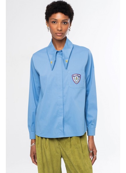 PEACE AND CHAOS POSH SHIRT LIGHT BLUE - Cotton