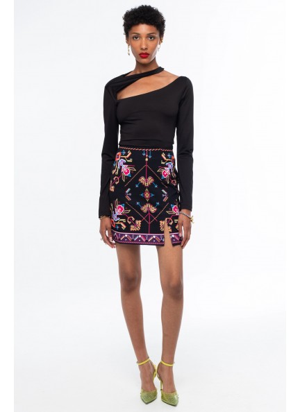 PEACE AND CHAOS EMBLEM MINI SKIRT