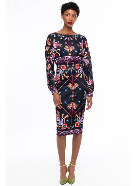 PEACE AND CHAOS EMBLEM MIDI DRESS